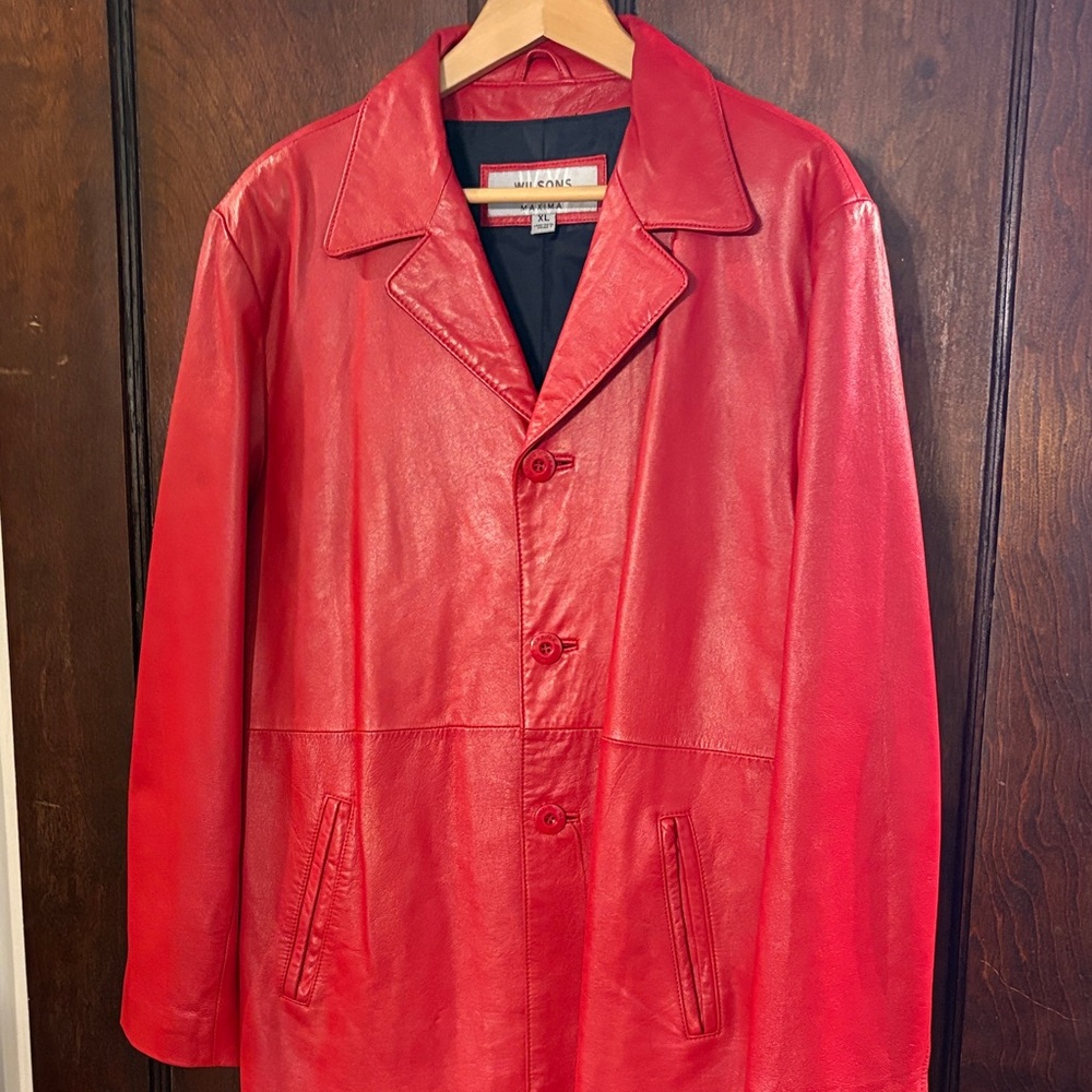 Wilsons Leather Red Trench Coat for woman